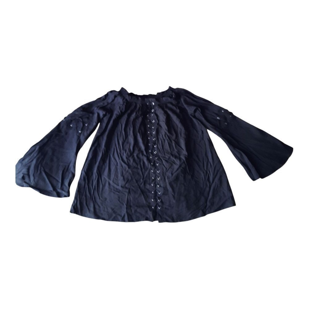 Rock & Republic Black Bell Sleeve Blouse